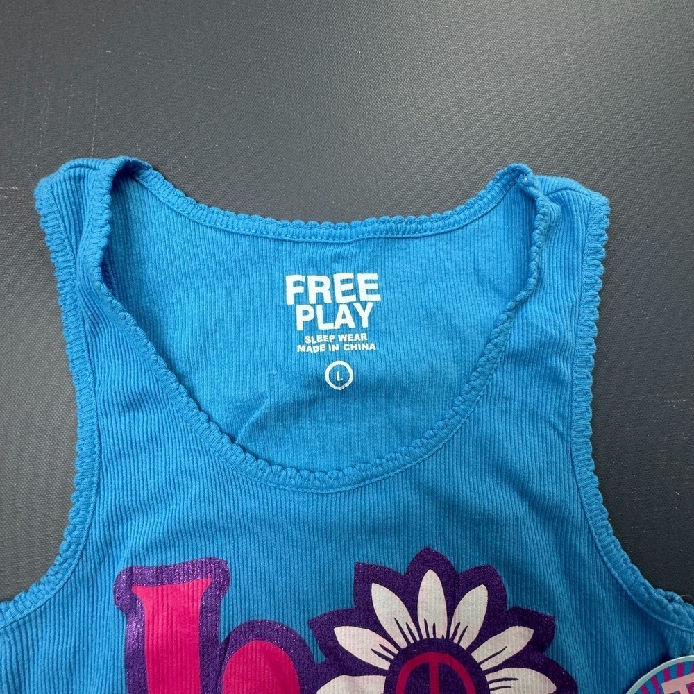 Free Play Girls Size Large Blue Graphic Cotton Tank Top Sleeveless Summer NWT - Picture 2 of 9